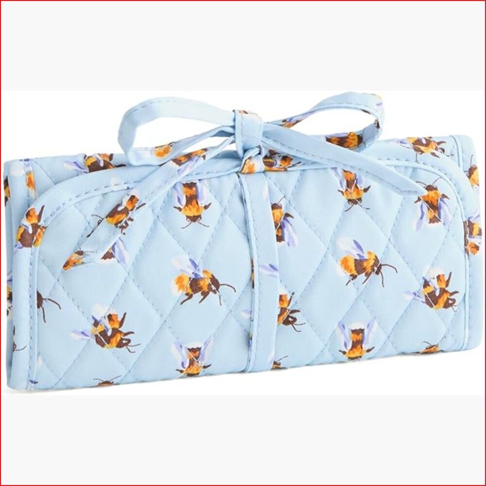 Premium Cotton Jewelry Roll with Zip Compartments and Soft Lining - Picture 1 of 3